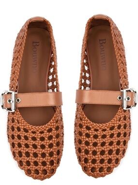 Woven Ballet Flats Mesh Mary Jane Flats for Women